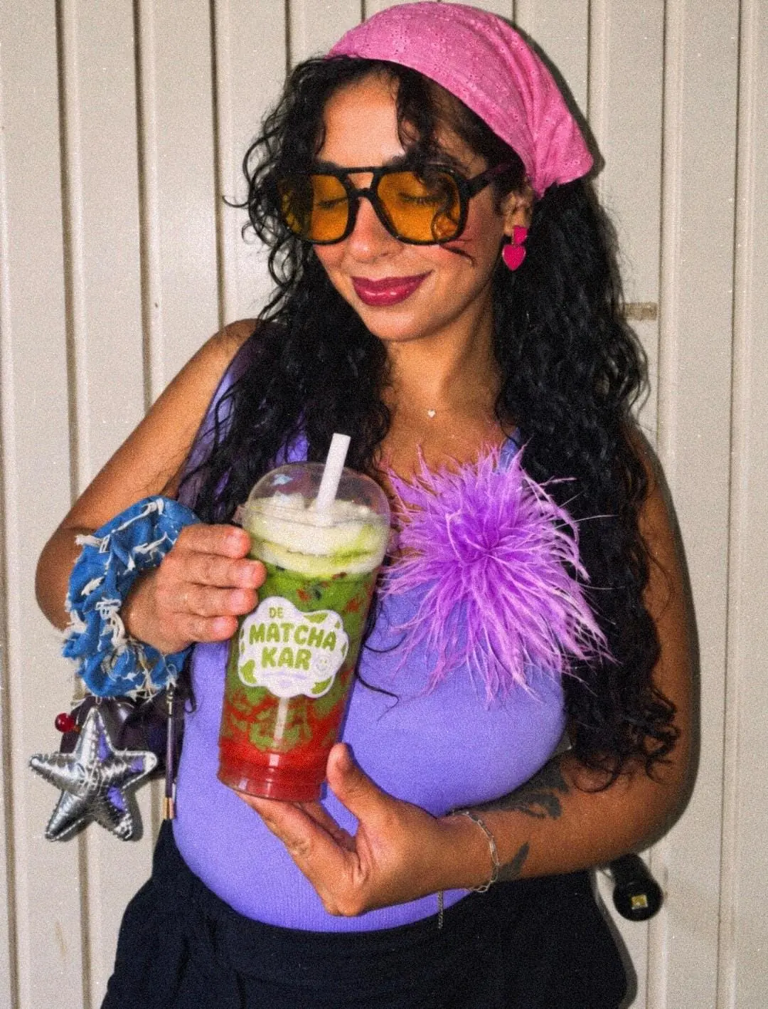 Soraya van De Matcha Kar met een custom matcha